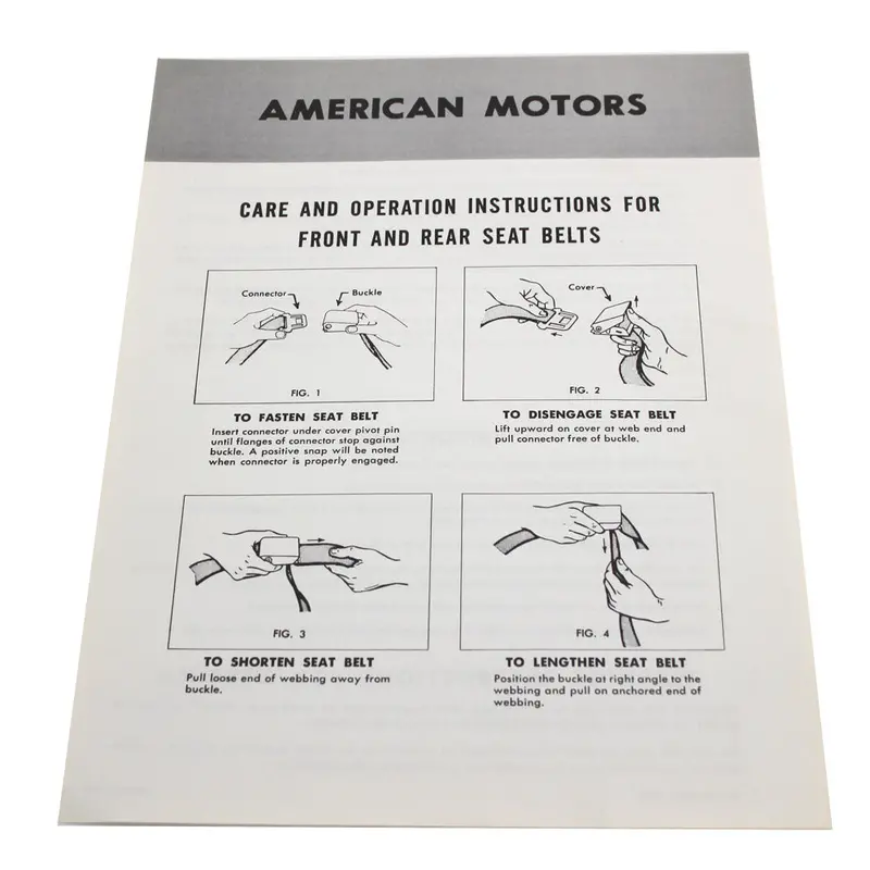 Seat Belt Instruction Sheet, Pg15249 24-149, 1965-66 Rambler 1