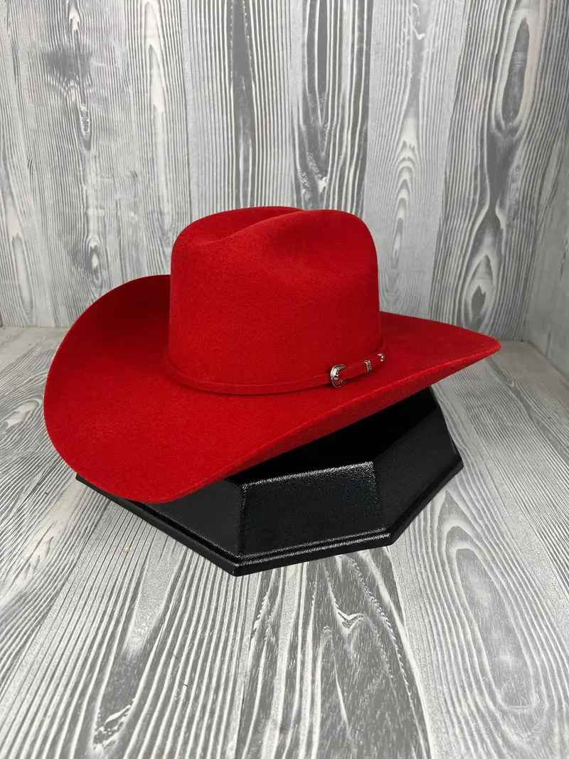 Serratelli Red Pure Wool 4 1/4" Brim Western Cowboy Hat 1