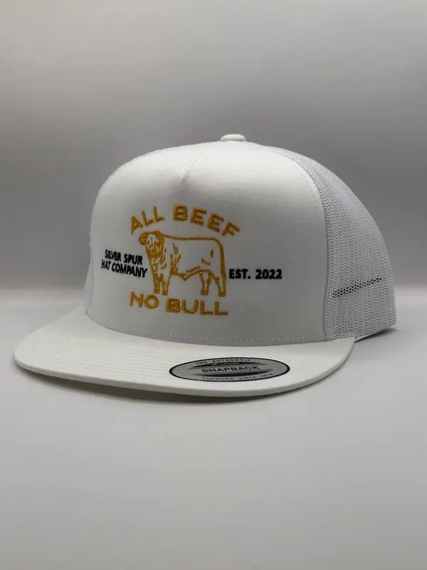 Silver Spur Hat Co. All Beef No Bull White Snapback 1