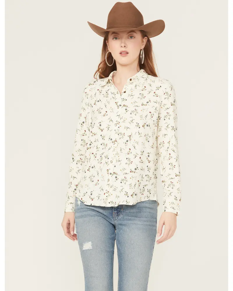 Snowden Floral Print Long Sleeve Featherlight Western Shirt 1