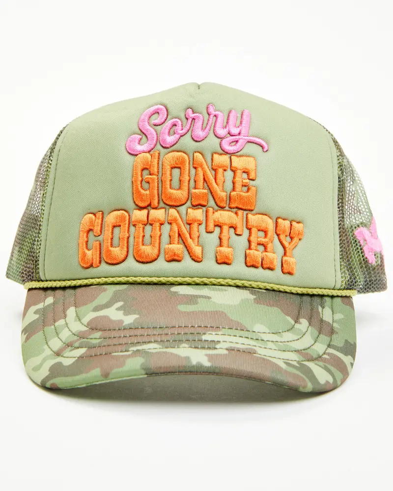 Sorry Gone Country Camo Print Ball Cap 1