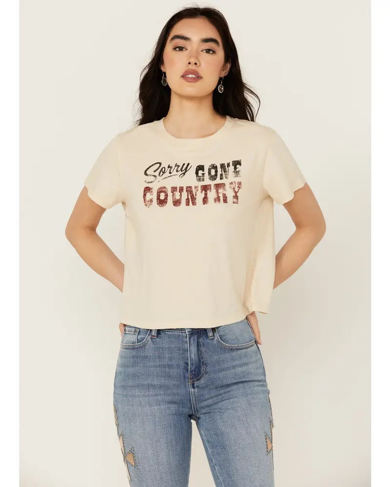 Sorry Gone Country Short Sleeve Cropped Graphic Tee 1