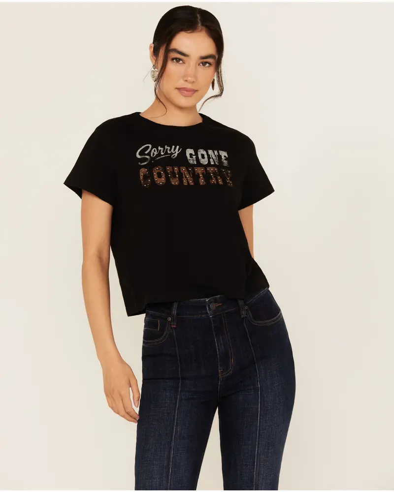 Sorry Gone Country Short Sleeve Cropped Graphic Tee 1
