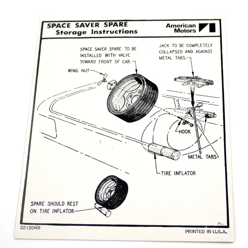 Spare Tire Decal, Space Saver, 1971-72 Amc Hornet 1