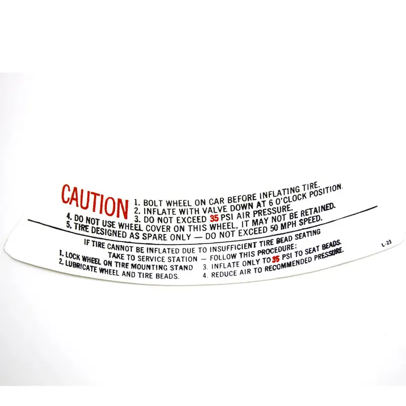 Spare Tire Decal, Space Saver, 1971-74 Amc Javelin, Javelin Amx 1
