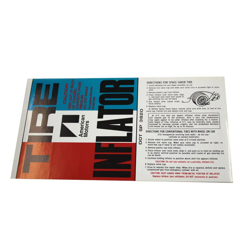 Spare Tire Inflator Decal, Space Saver, 1968-72 Amc 1
