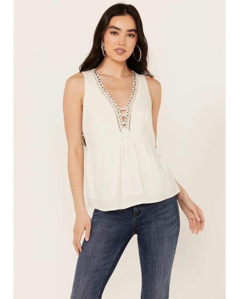 Spruce Criss Cross Front Embellished Tank 1