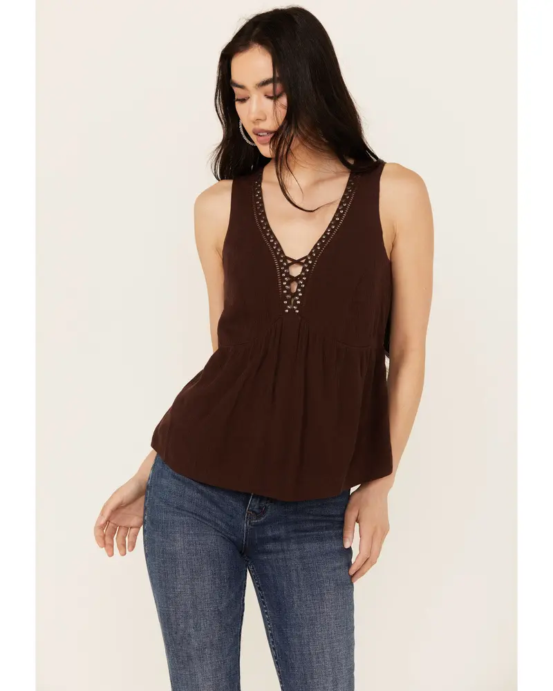 Spruce Criss Cross Front Embellished Tank 1