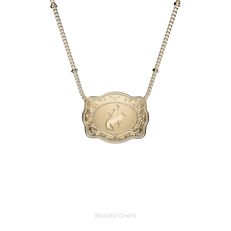 Spurwest Trading Co. Mini Belt Buckle Bronc Necklace - Gold 1