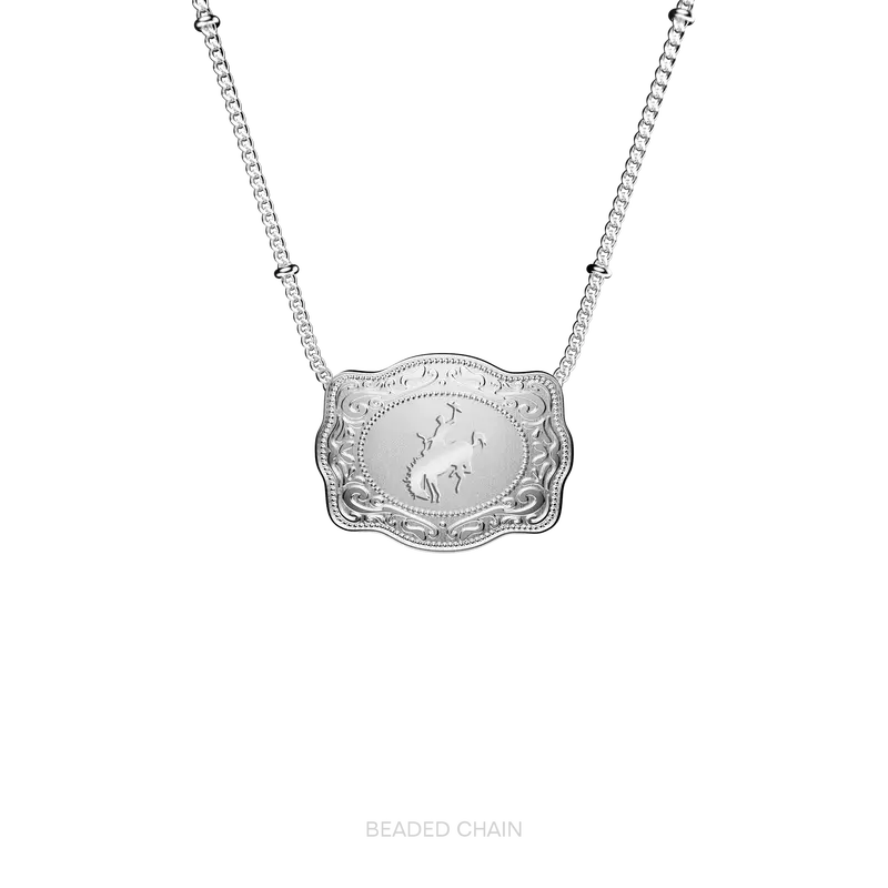 Spurwest Trading Co. Mini Belt Buckle Bronc Necklace - Silver 1