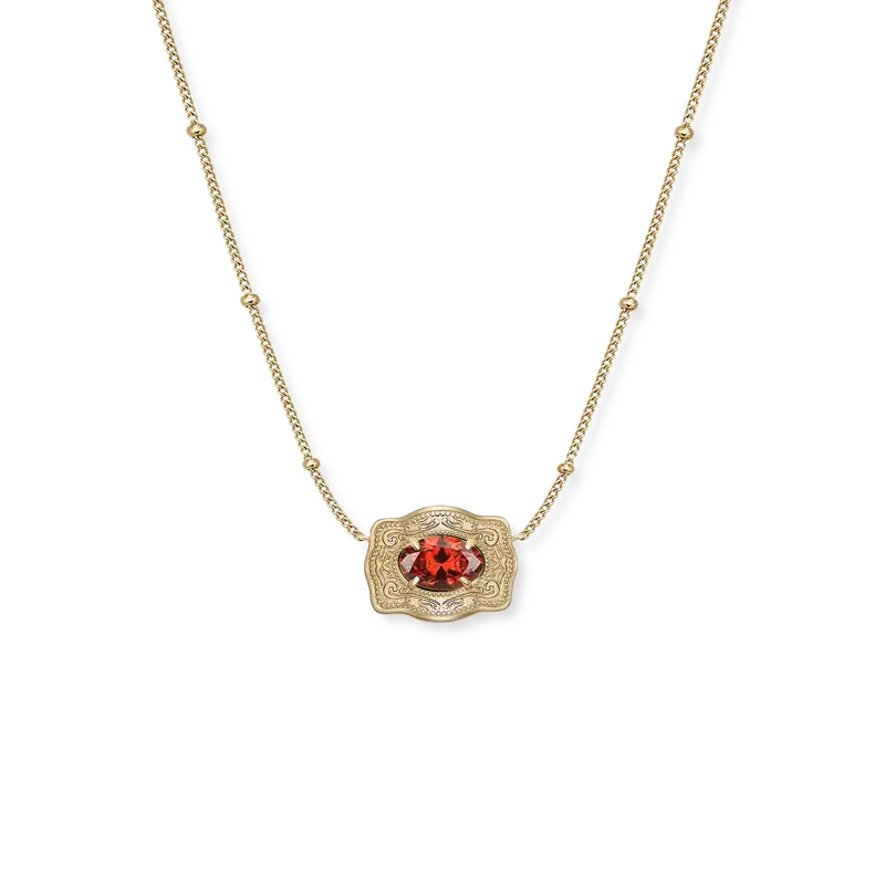 Spurwest Trading Co. Ultra Mini Gold Belt Buckle Birthstone Necklace 1