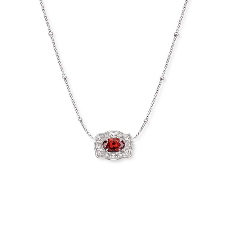 Spurwest Trading Co. Ultra Mini Silver Belt Buckle Birthstone Necklace 1