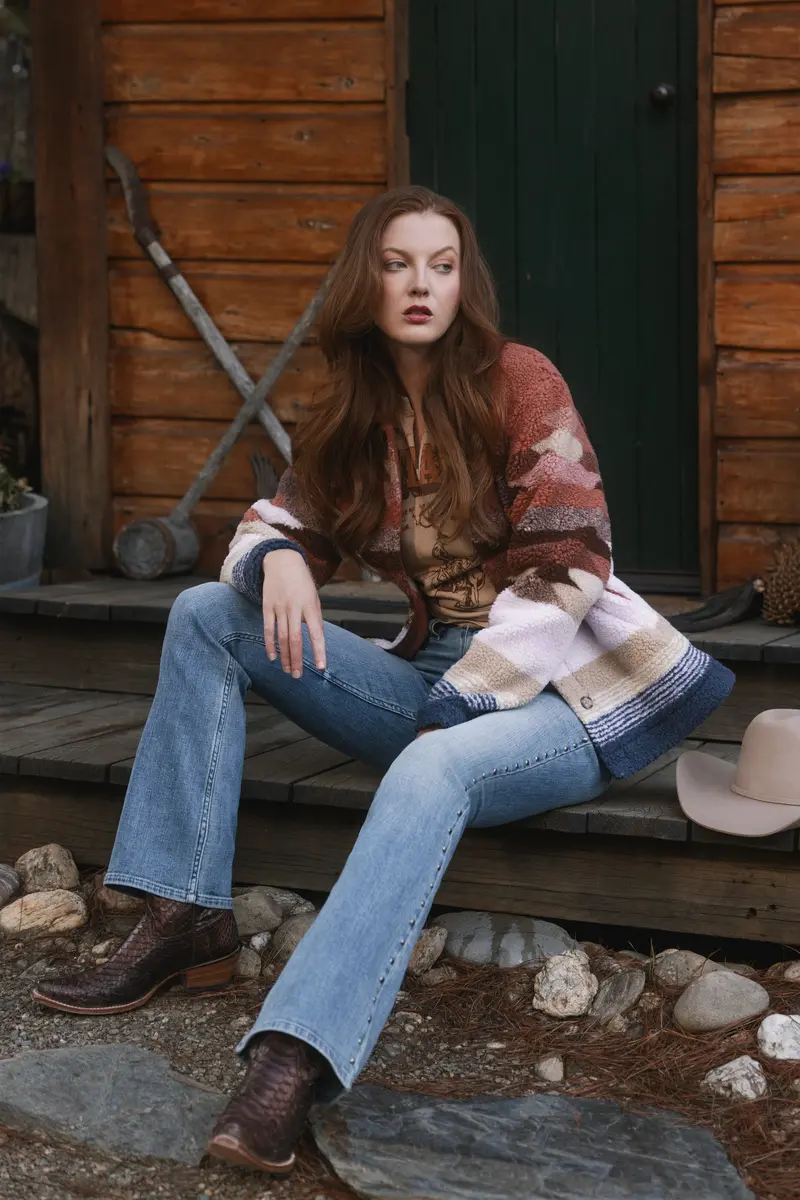 Stallion Southwestern Print Sherpa Button-Down Shacket 1