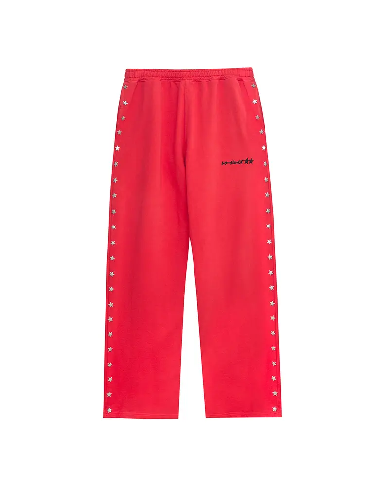 Stars Studded Red Sweatpants 1