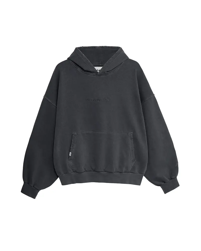 Stone Washed Black Icon Hoodie 1