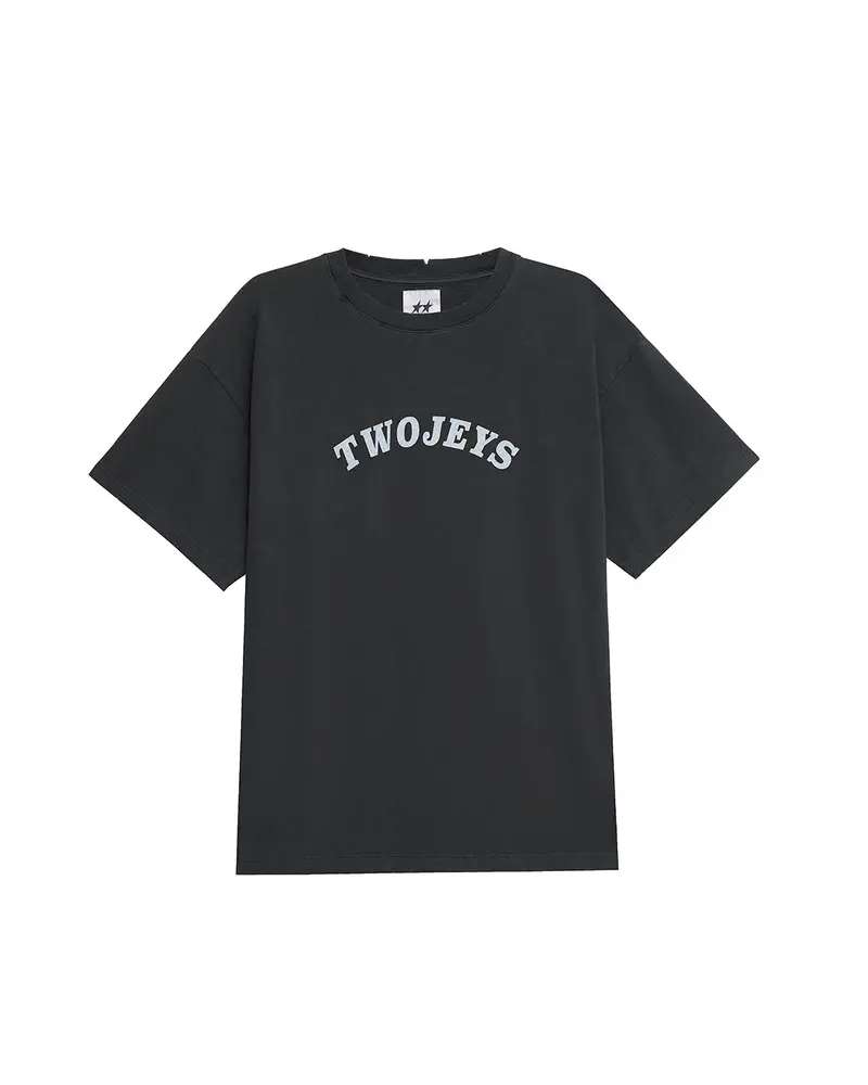 Stone Washed Black Varsity Tee 1