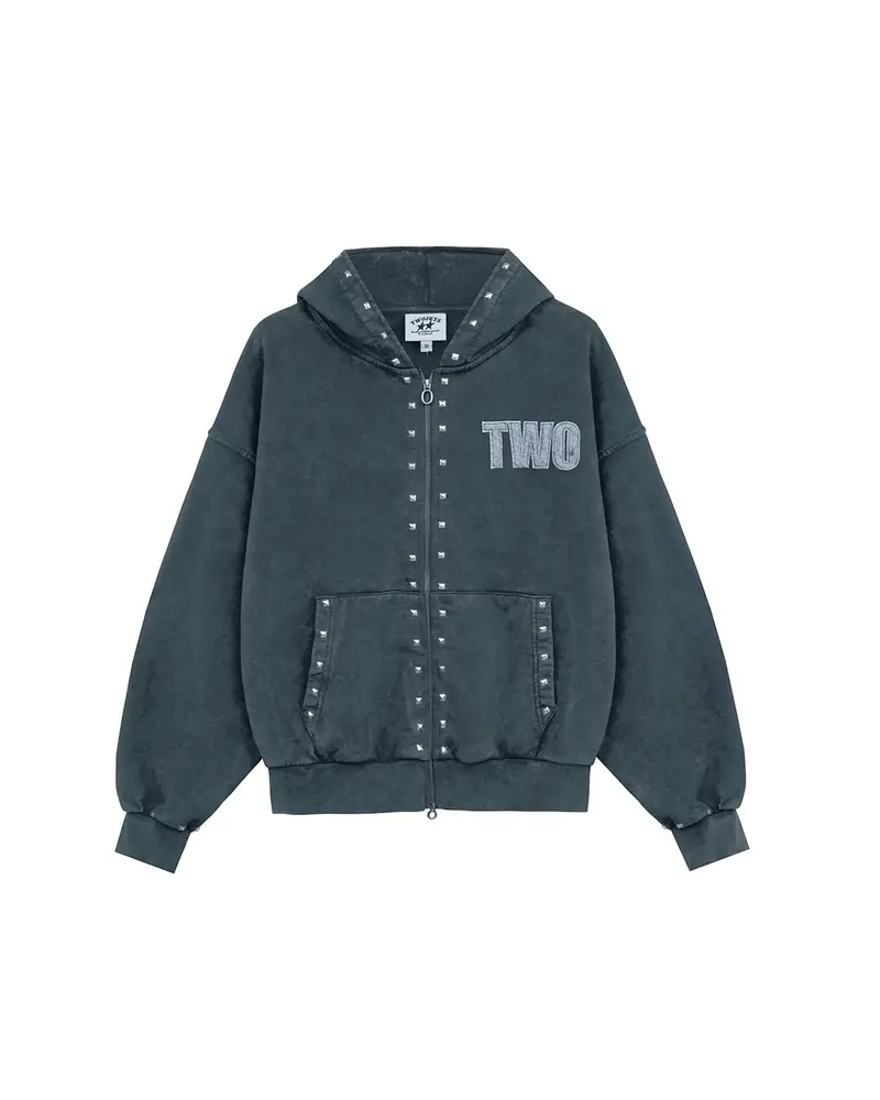 Studded Zipper Black 1