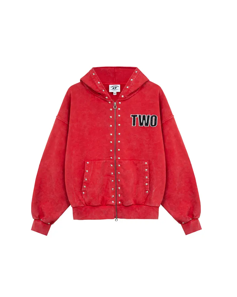 Studded Zipper Red 1