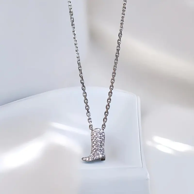Sugar Bean Jewelry Cowboy Boot Diamond Necklace - White Gold 1