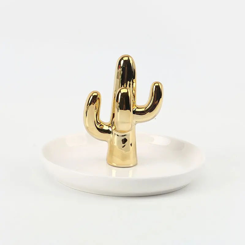 Sugar Bean Jewelry Gold/White Cactus Jewelry Tray 1
