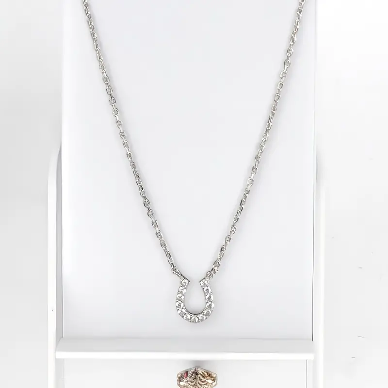 Sugar Bean Jewelry Petite Horseshoe Necklace - White Gold 1