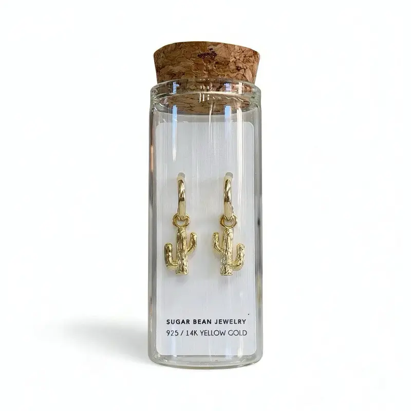 Sugar Bean Jewelry Sona Cactus Huggie Earrings - Gold 1