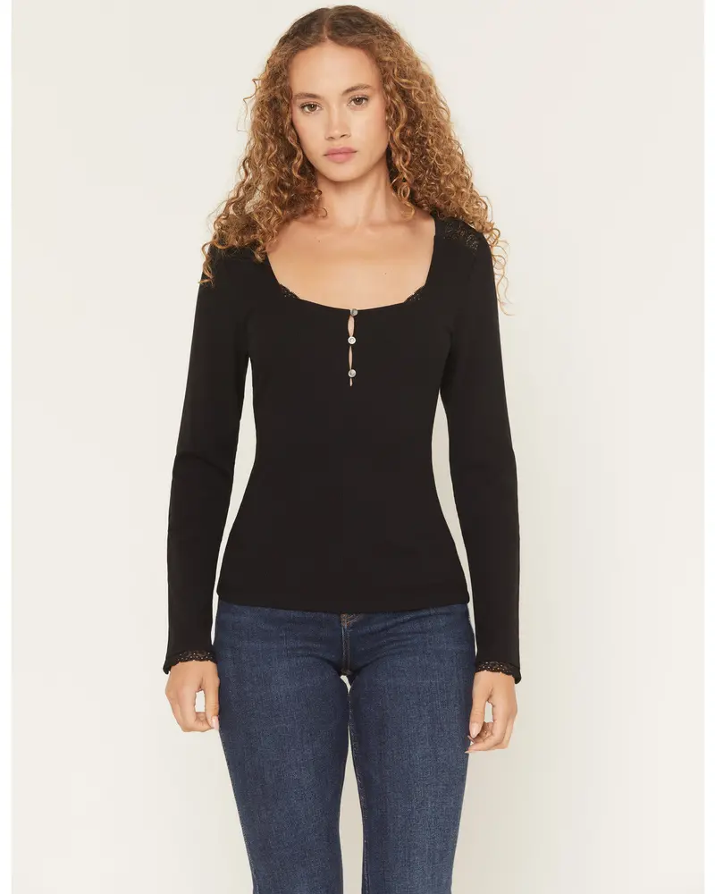Sugarhill Lace Long Sleeve Ribbed Shirt 1