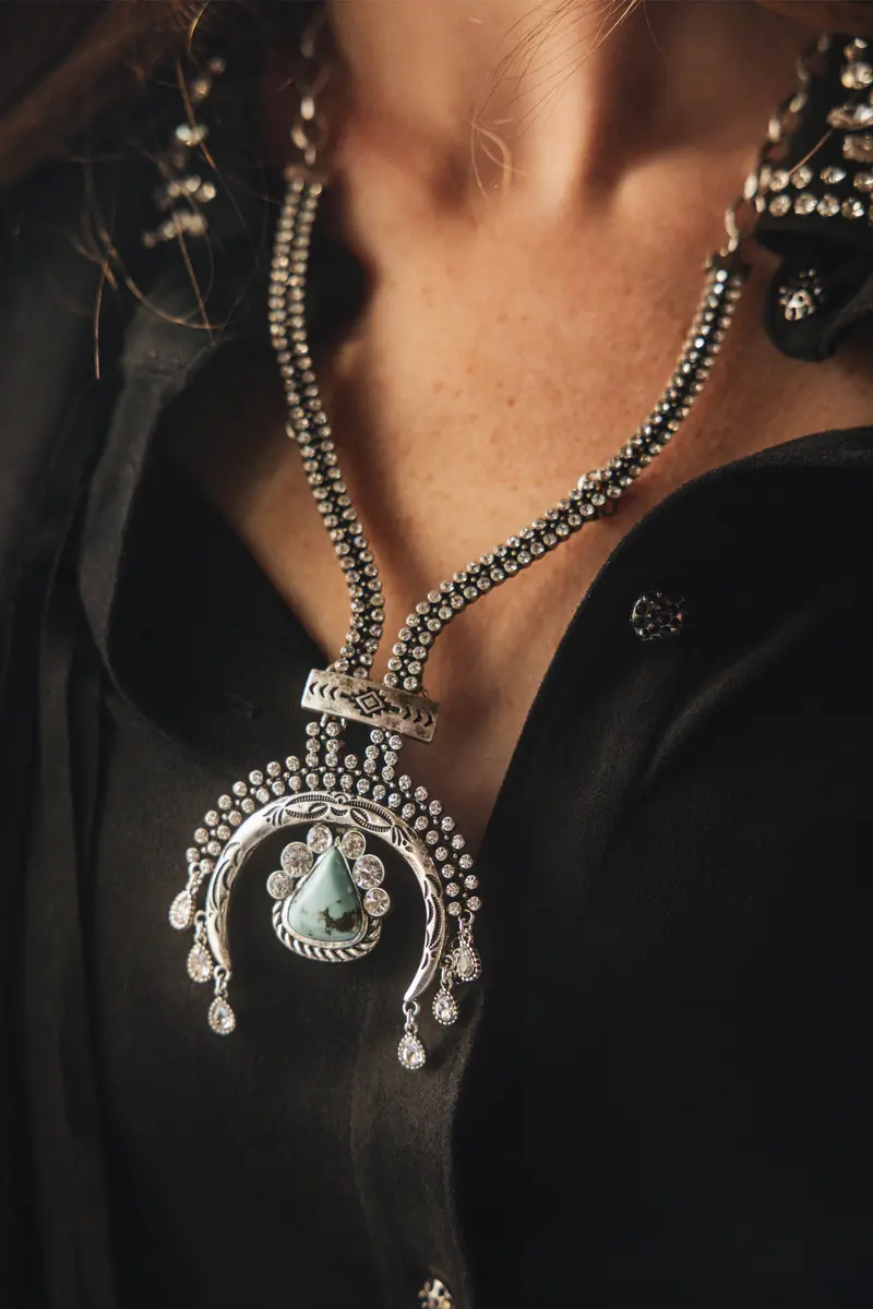 Suncrest Rhinestone Squash Blossom Necklace 1
