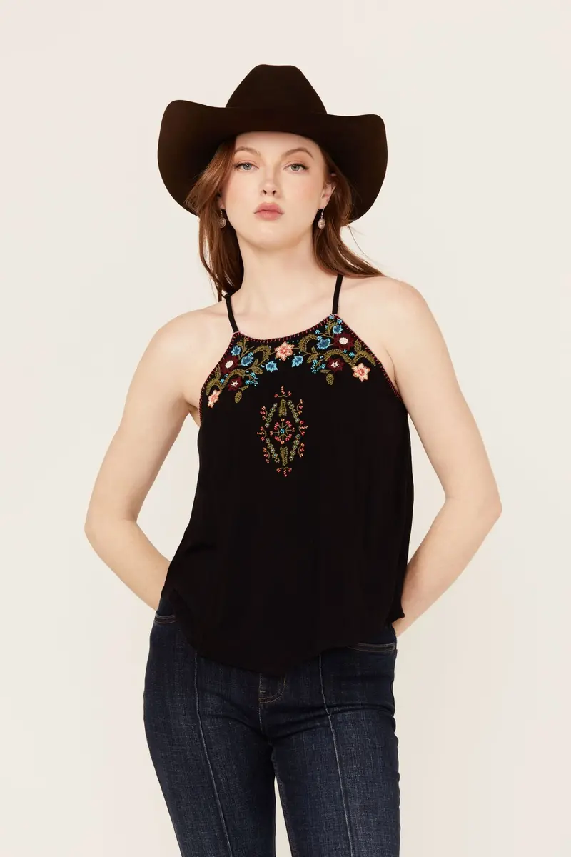 Surrey Embroidered And Beaded Halter Top 1