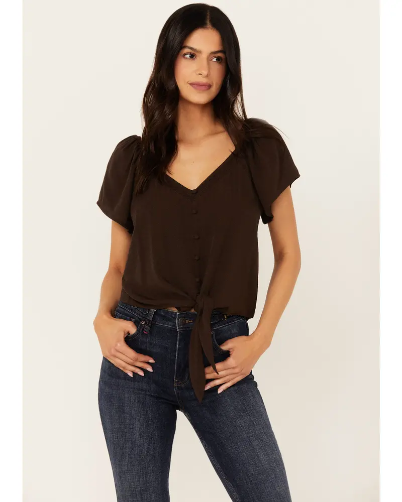 Tern Flutter Sleeve Tie Front Top 1