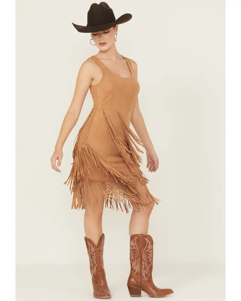 Tina Faux Suede Fringe Mini Dress 1