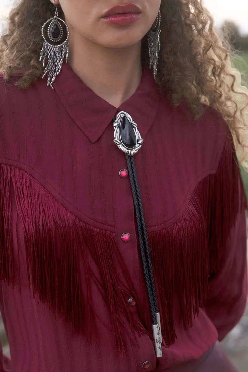 Truett Black Agate Bolo Tie 1