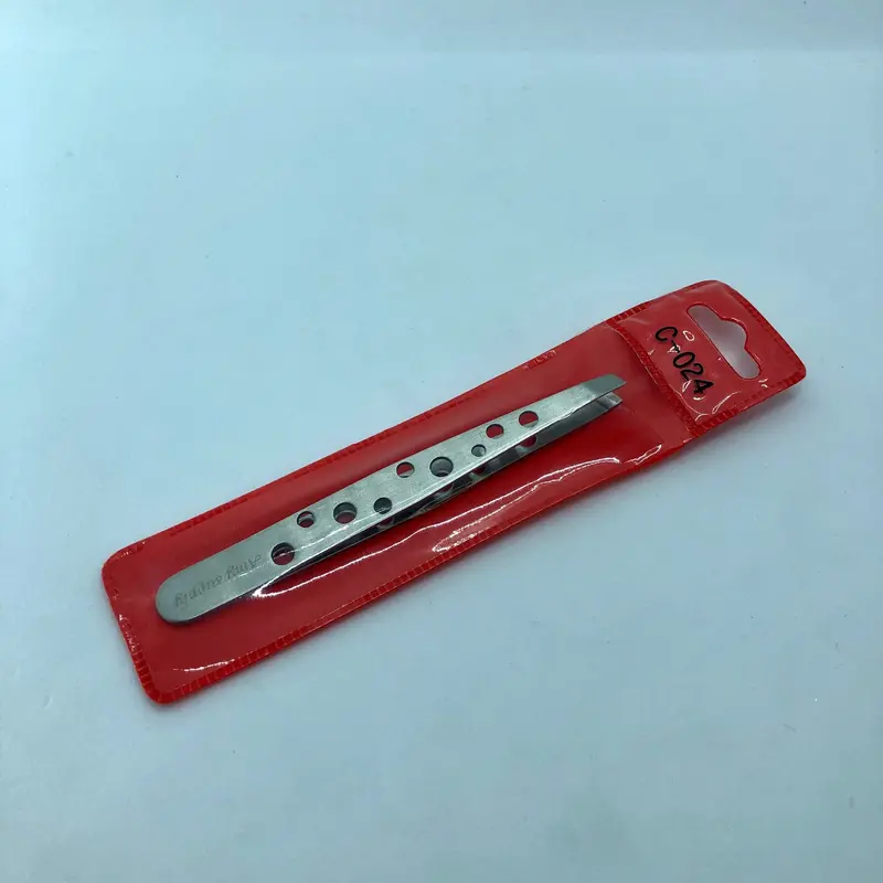 Tweezer Straight (Silver) C-0.24 With Hole Red Bag 1