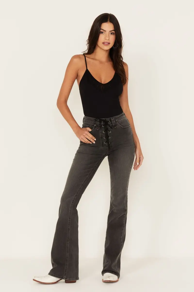 Twelve South Wash Down High Risin Lace Up Bootcut Jeans 1