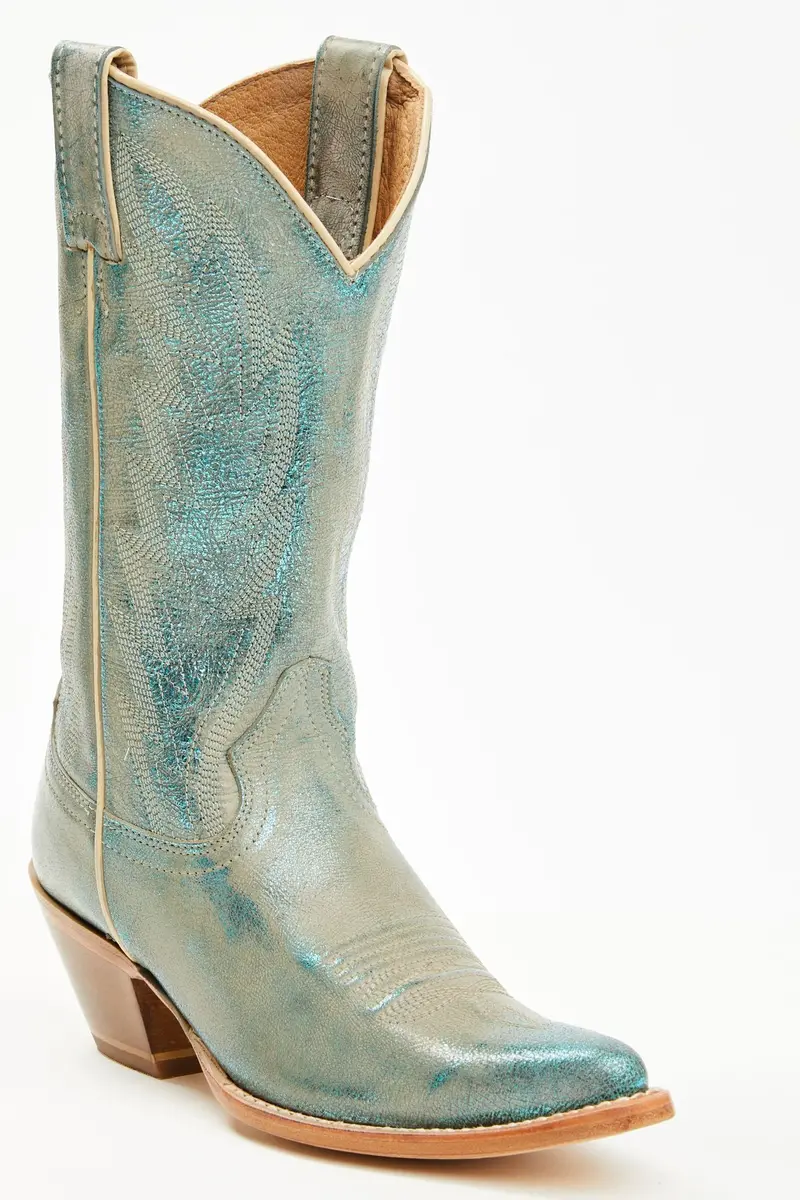 Two Step Turquoise Western Boots - Round Toe 1