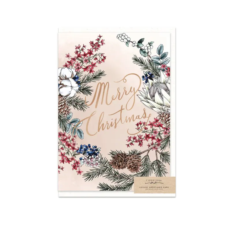 Typoflora - Card - Beige Merry Christmas 1