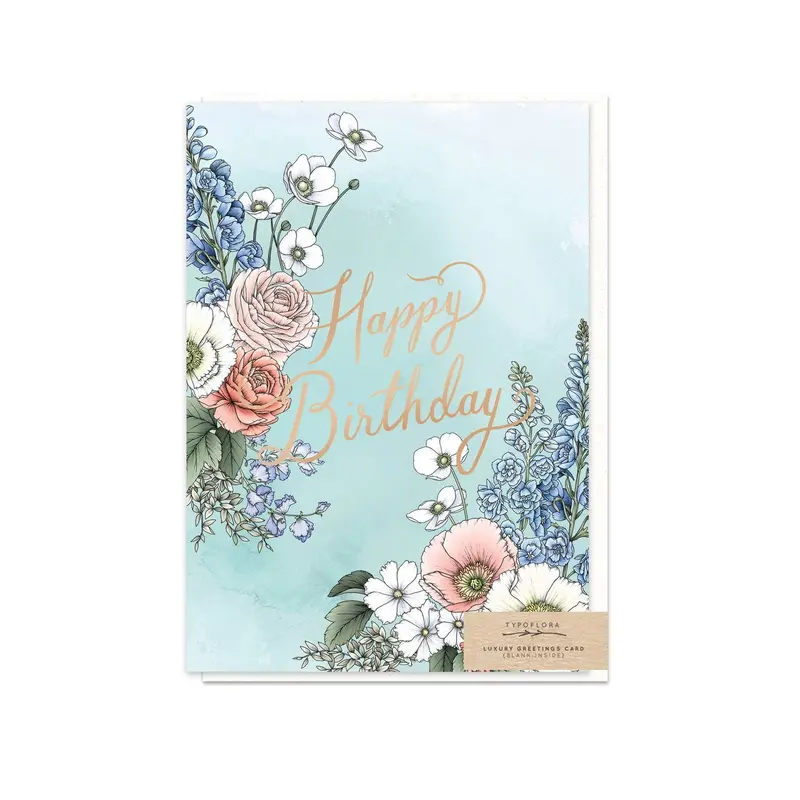 Typoflora - Card - Delphinium Birthday 1