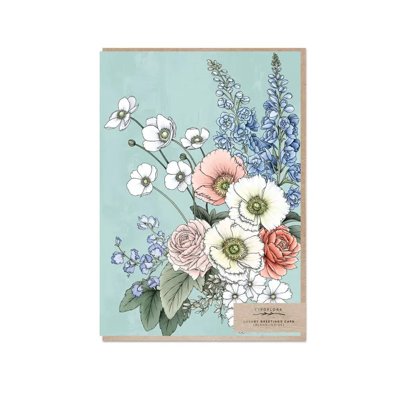 Typoflora - Card - Florist Bouquet (Soft Blue) 1
