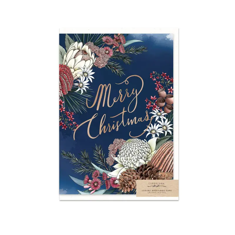Typoflora - Card - Navy Merry Christmas 1
