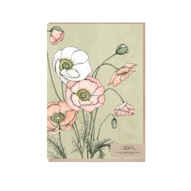 Typoflora - Card - Poppies In Sage 1