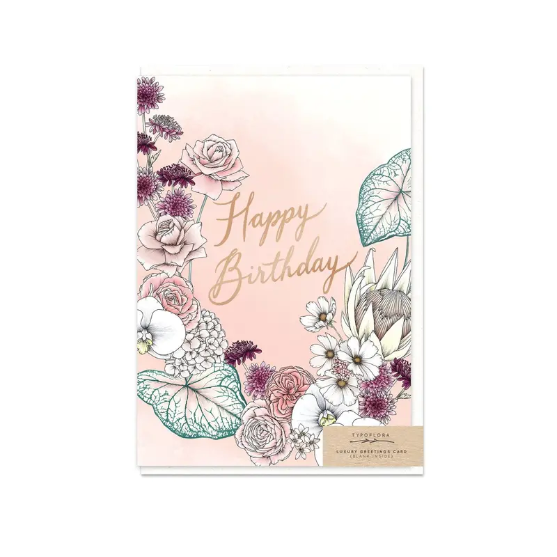 Typoflora - Card - Rose Birthday 1