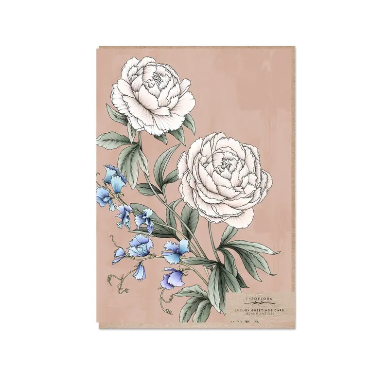 Typoflora - Card - White Peony 1