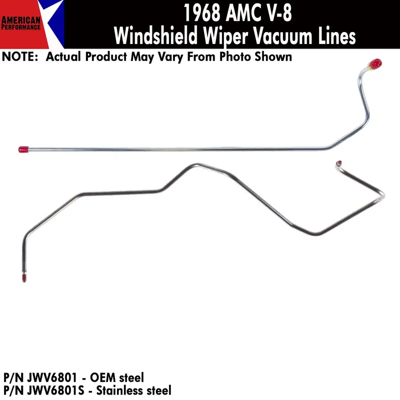 Vacuum Lines, Windshield Wiper, V-8, 1968 Amc (Oe Steel Or Stainless) - Drop Ships In Approx. 4-6 Weeks 1