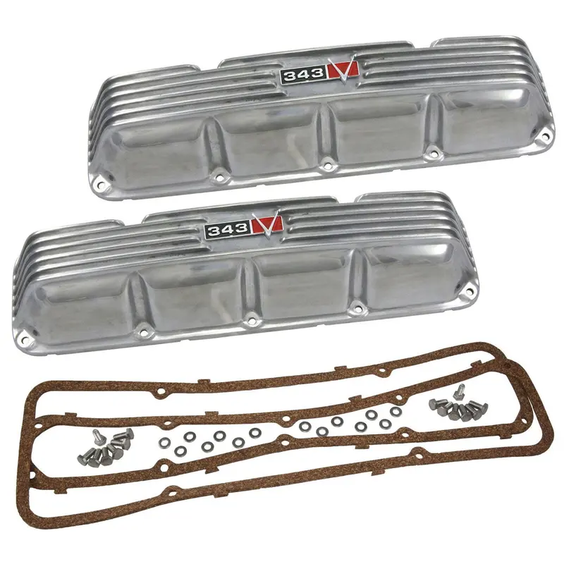 Valve Cover Kit, 343 Logo, Finned Polished Aluminum, 1967-69 Amc, Jeep - Allow Approximately 3-4 Weeks For Manufacturing Plus Shipping 1