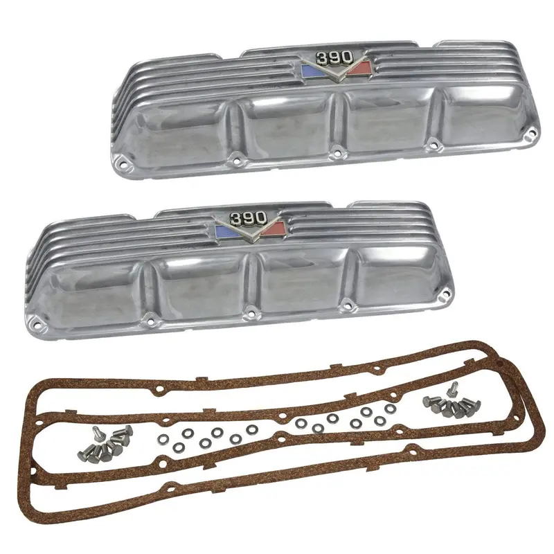 Valve Cover Kit, 390 Logo, Finned Polished Aluminum, 1968-70 Amc, Jeep - Allow Approximately 3-4 Weeks For Manufacturing Plus Shipping 1
