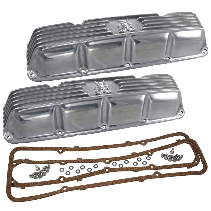 Valve Cover Kit, Gremlin Man Logo, Finned Polished Aluminum, 1970-78 Amc Gremlin W/V-8 Engine - Allow Approximately 3-4 Weeks For Manufacturing Plus Shipping 1