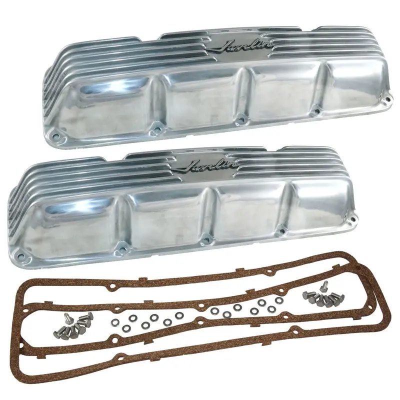 Valve Cover Kit, Javelin Logo, Finned Polished Aluminum, 1968-74 Amc Javelin, Javelin Amx - Allow Approximately 3-4 Weeks For Manufacturing Plus Shipping 1