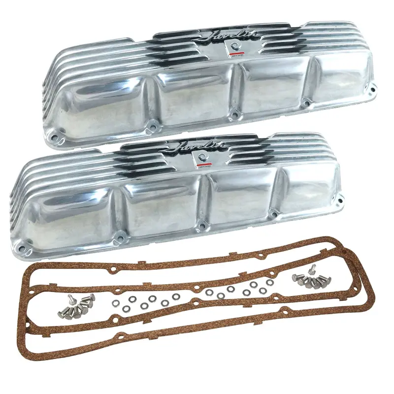 Valve Cover Kit, Pierre Cardin & Javelin Logo, Finned Polished Aluminum, 1972-73 Amc Javelin, Javelin Amx - Allow Approximately 3-4 Weeks For Manufacturing Plus Shipping 1