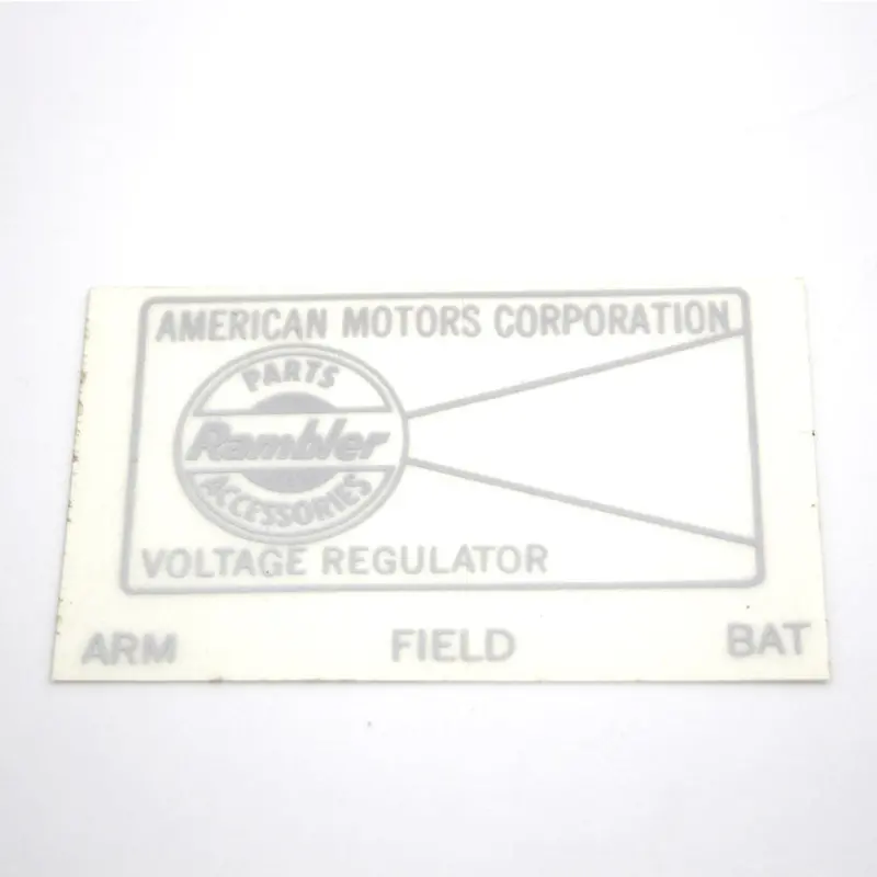 Voltage Regulator Decal, 1958-69 Amc, Rambler 1