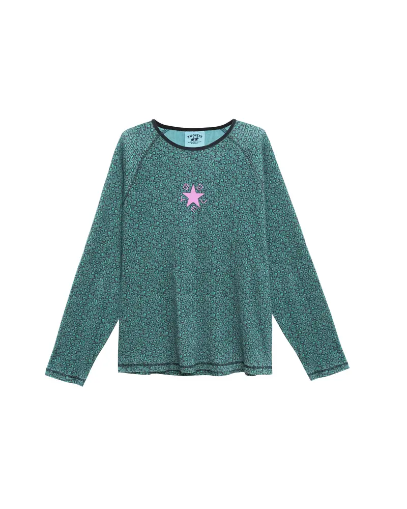 Wafflle Long Sleeve Green Cheetah 1